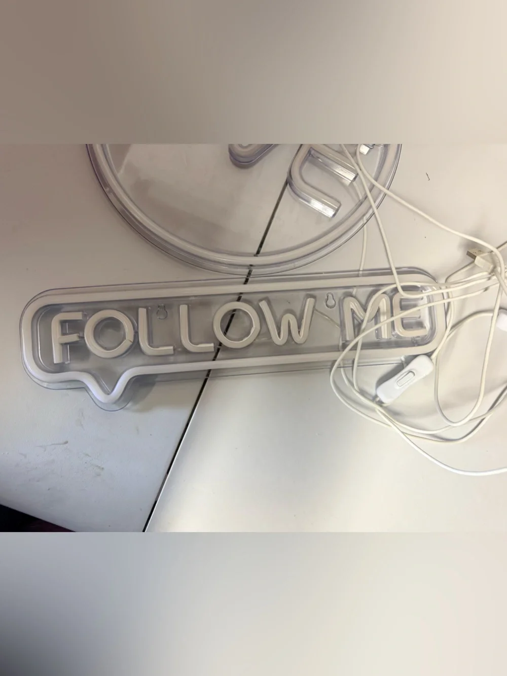 Clear 'Follow Me' & 'Live' LED Wall Signs - White